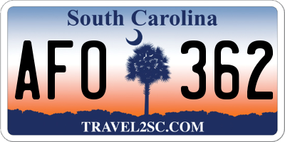 SC license plate AFO362