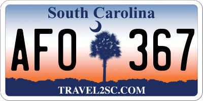 SC license plate AFO367