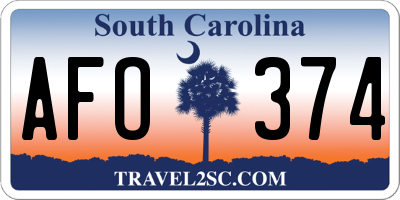 SC license plate AFO374