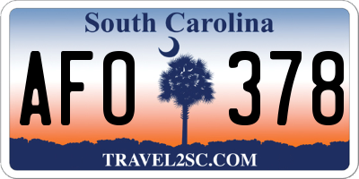 SC license plate AFO378