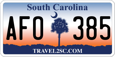 SC license plate AFO385