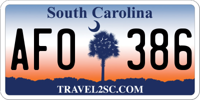 SC license plate AFO386