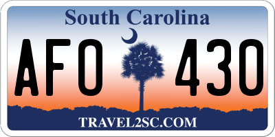 SC license plate AFO430