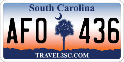 SC license plate AFO436