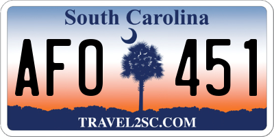 SC license plate AFO451