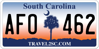 SC license plate AFO462