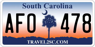 SC license plate AFO478