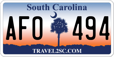 SC license plate AFO494