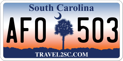 SC license plate AFO503