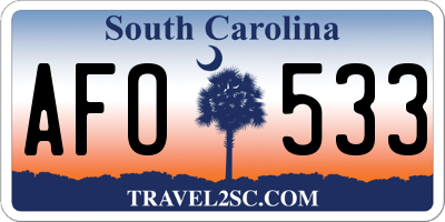 SC license plate AFO533