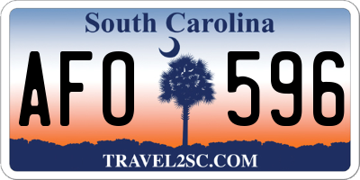 SC license plate AFO596