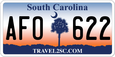 SC license plate AFO622