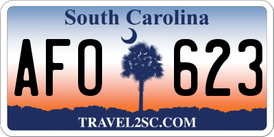SC license plate AFO623