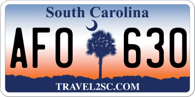SC license plate AFO630