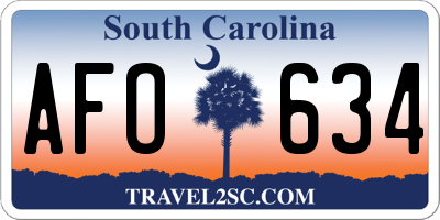SC license plate AFO634