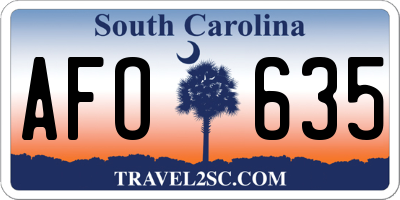SC license plate AFO635