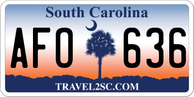 SC license plate AFO636