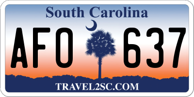 SC license plate AFO637