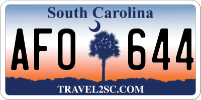 SC license plate AFO644