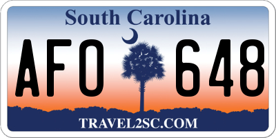 SC license plate AFO648