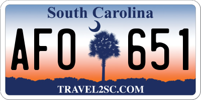 SC license plate AFO651