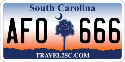 SC license plate AFO666