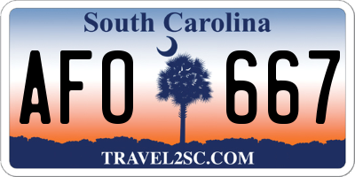 SC license plate AFO667