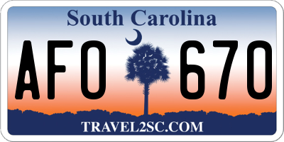 SC license plate AFO670