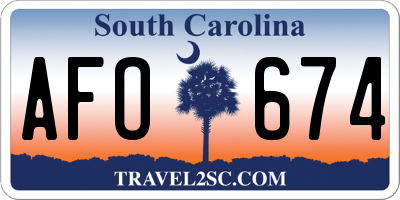 SC license plate AFO674
