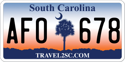 SC license plate AFO678