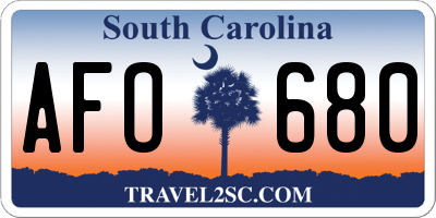 SC license plate AFO680
