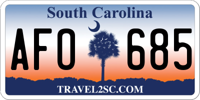 SC license plate AFO685