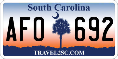 SC license plate AFO692