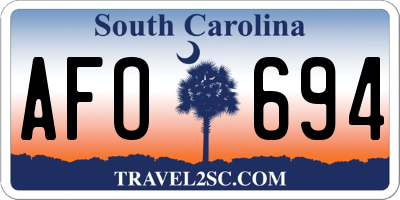 SC license plate AFO694