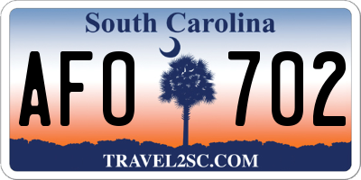 SC license plate AFO702
