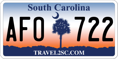 SC license plate AFO722