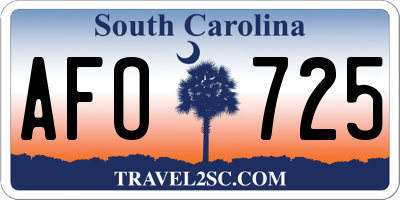 SC license plate AFO725
