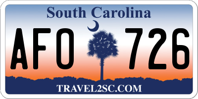SC license plate AFO726
