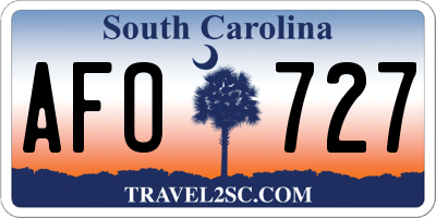 SC license plate AFO727