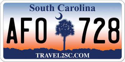 SC license plate AFO728