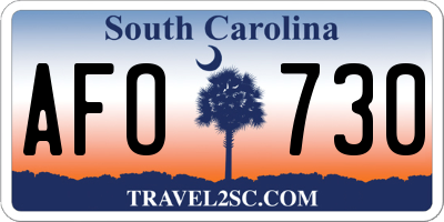 SC license plate AFO730