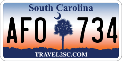 SC license plate AFO734