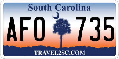 SC license plate AFO735