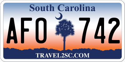 SC license plate AFO742