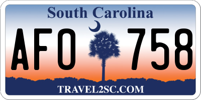 SC license plate AFO758