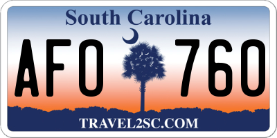 SC license plate AFO760