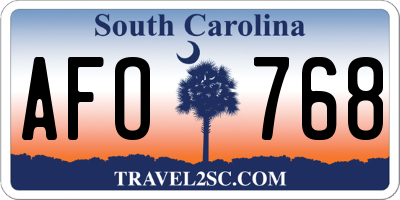 SC license plate AFO768