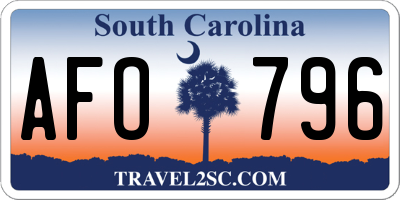 SC license plate AFO796