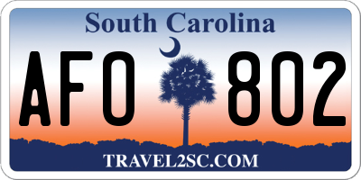 SC license plate AFO802