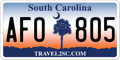 SC license plate AFO805